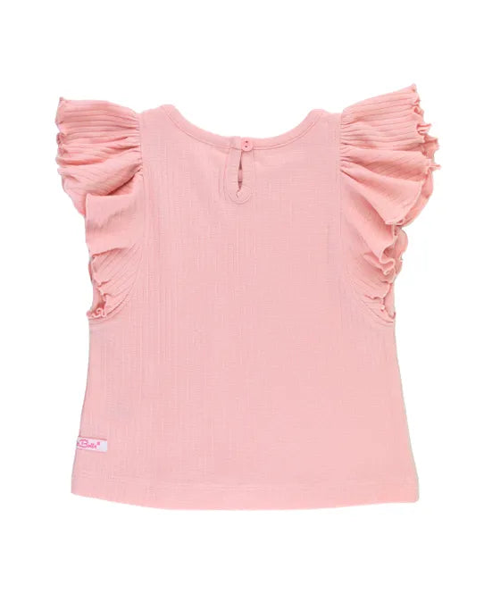 Butterfly Sleeve Top in Pink  - Doodlebug's Children's Boutique