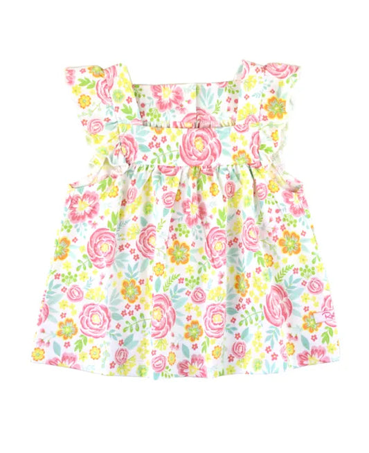 Square Neck Flutter Tank Knit in Pretty in Peony  - Doodlebug's Children's Boutique
