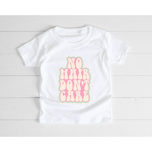 No Hair Don't Care Shirt in White  - Doodlebug's Children's Boutique