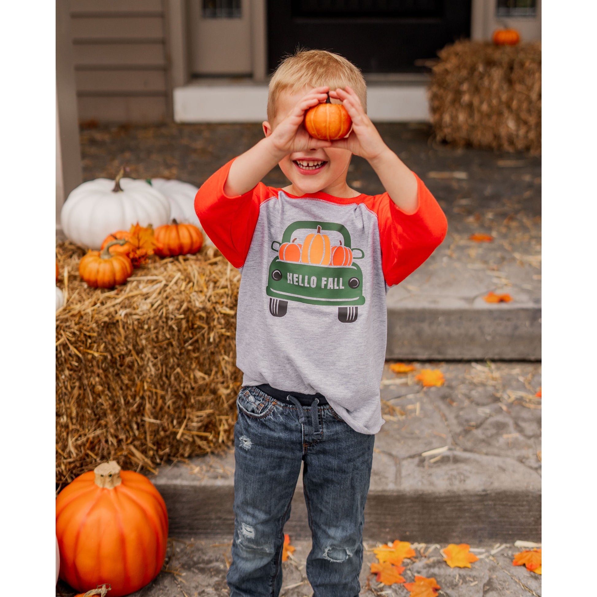 Hello Fall Pumpkin Truck Ragan  - Doodlebug's Children's Boutique