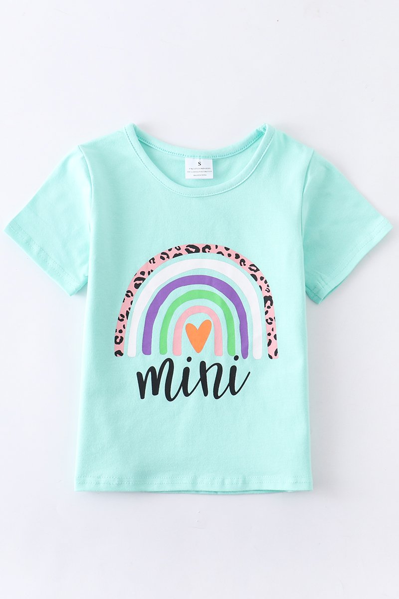 Mint Rainbow Mini Tee  - Doodlebug's Children's Boutique