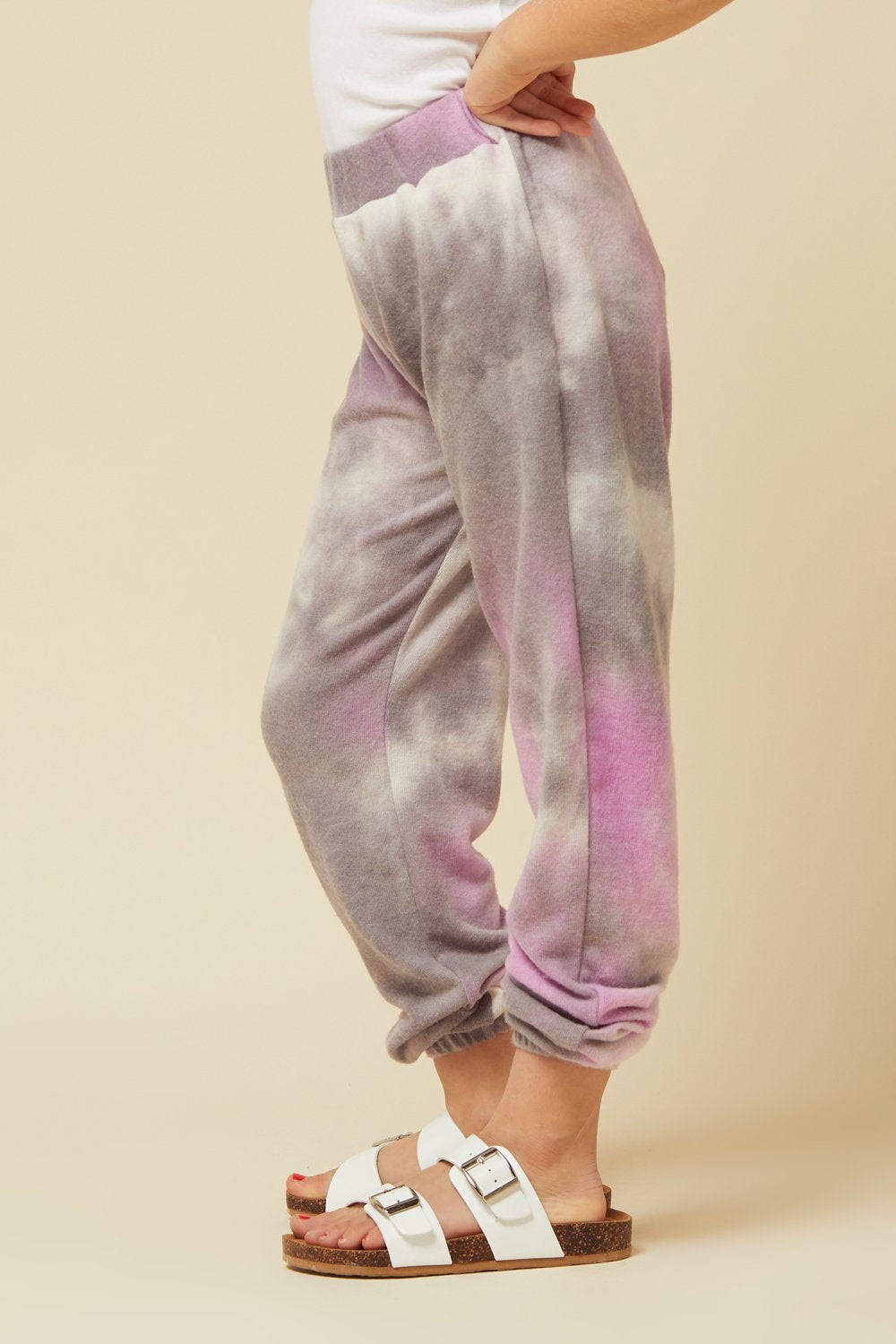 Purple and Grey Tie Dye Fleece Joggers  - Doodlebug's Children's Boutique