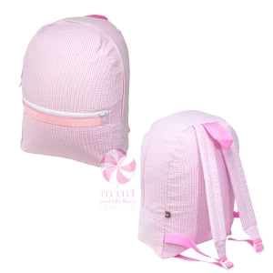 Pink Seersucker Medium Backpack  - Doodlebug's Children's Boutique