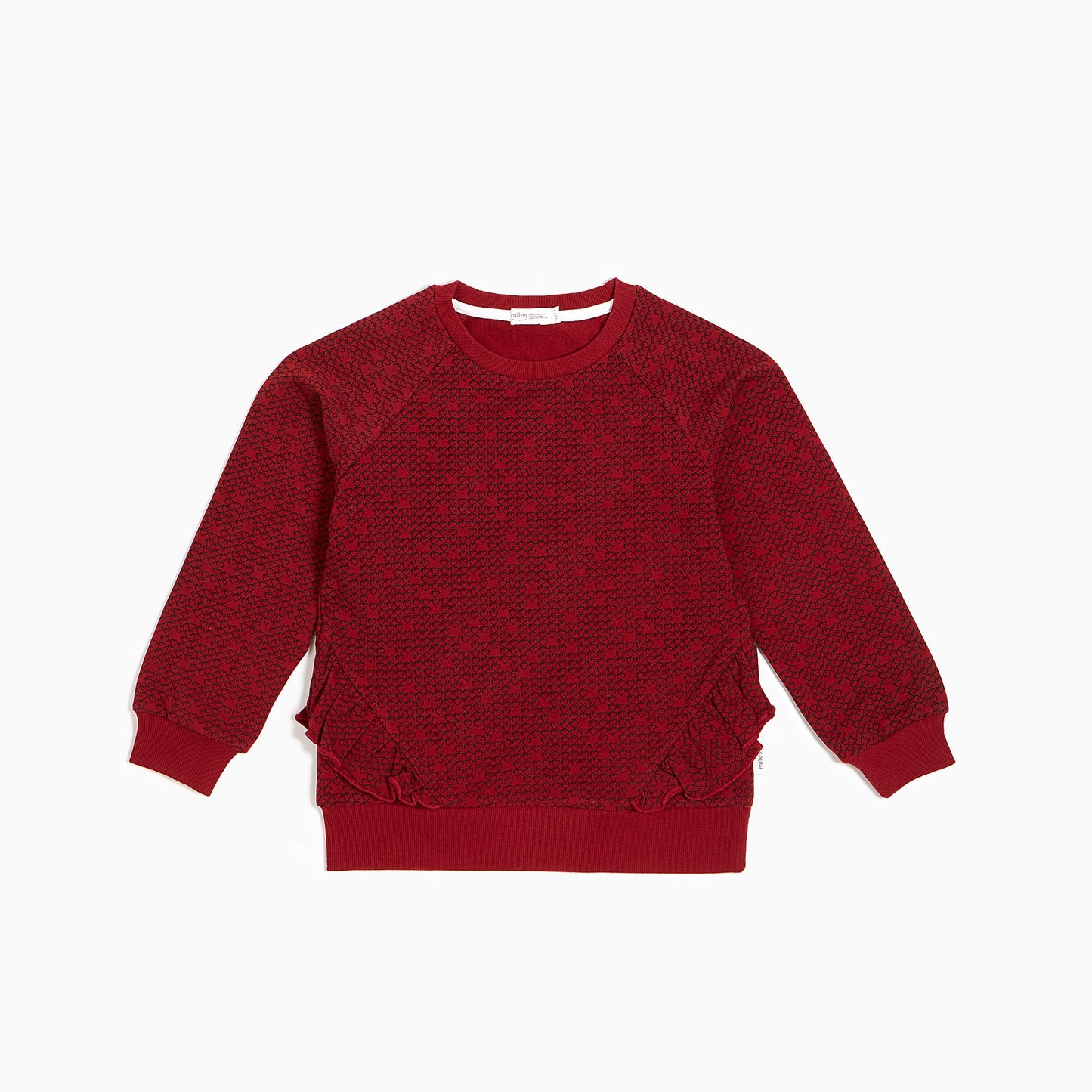 Red Pixel Heart Ruffled Crew Neck Sweater  - Doodlebug's Children's Boutique