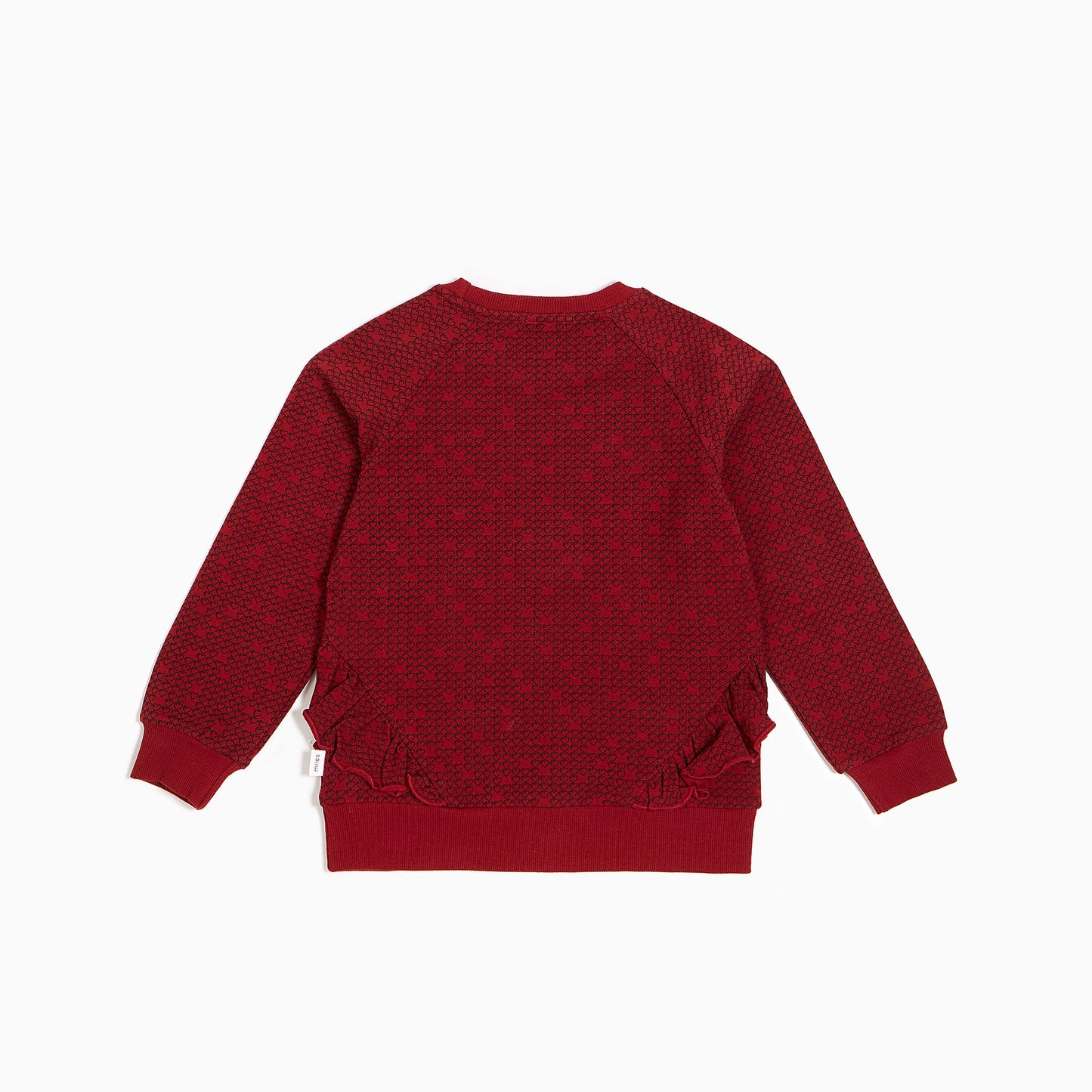 Red Pixel Heart Ruffled Crew Neck Sweater  - Doodlebug's Children's Boutique