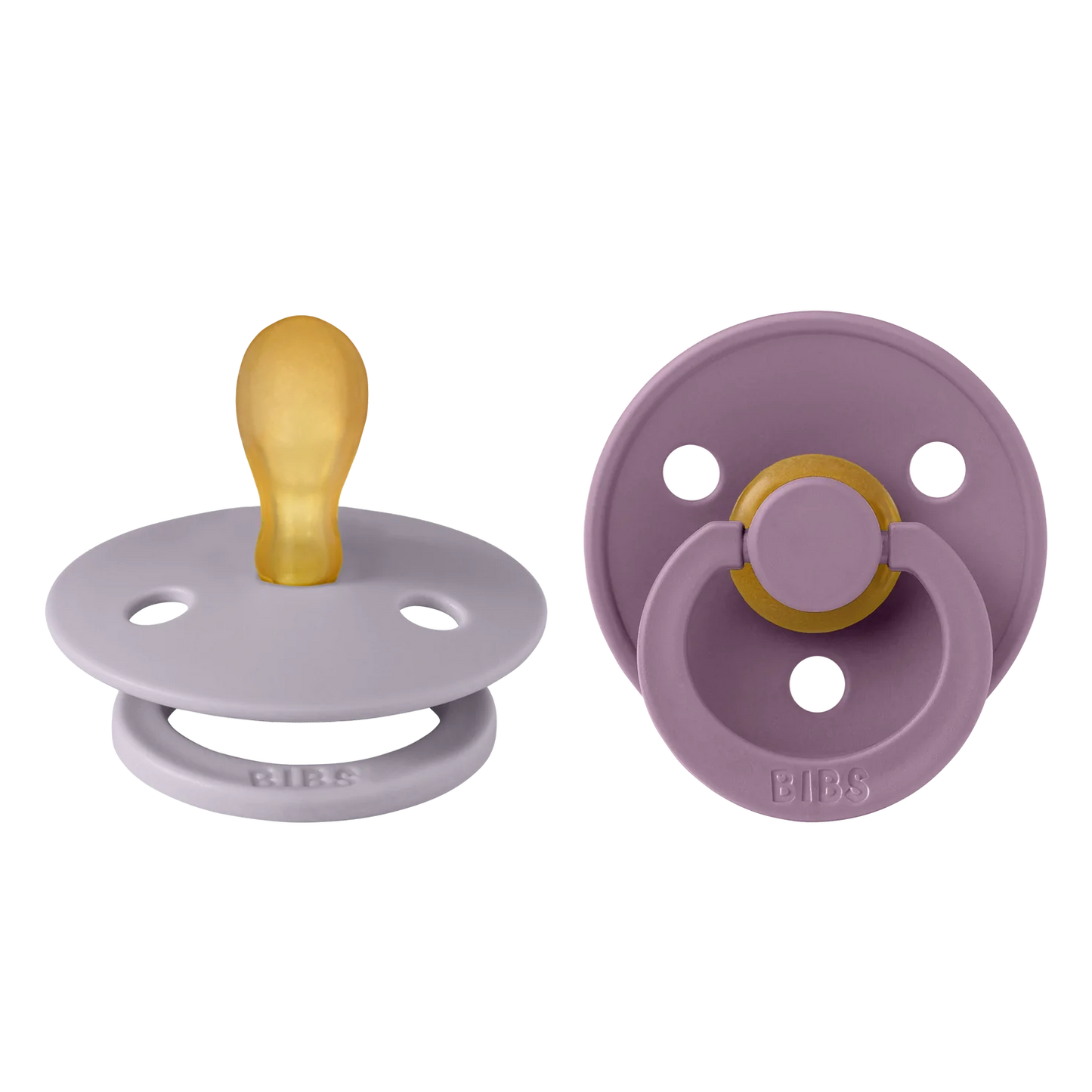 BIBS Symmetrical Pacifier Two Pack in Fossil Grey and Mauve  - Doodlebug's Children's Boutique