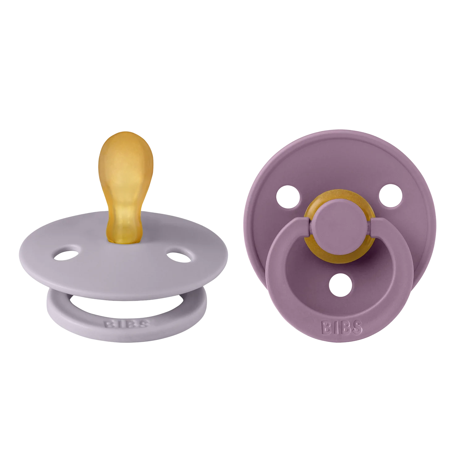 BIBS Symmetrical Pacifier Two Pack in Fossil Grey and Mauve  - Doodlebug's Children's Boutique