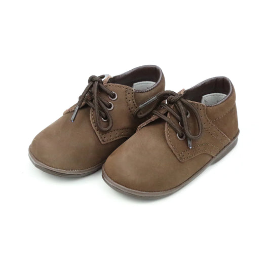 James Leather Lace Up Shoe in Nubuck Brown  - Doodlebug's Children's Boutique
