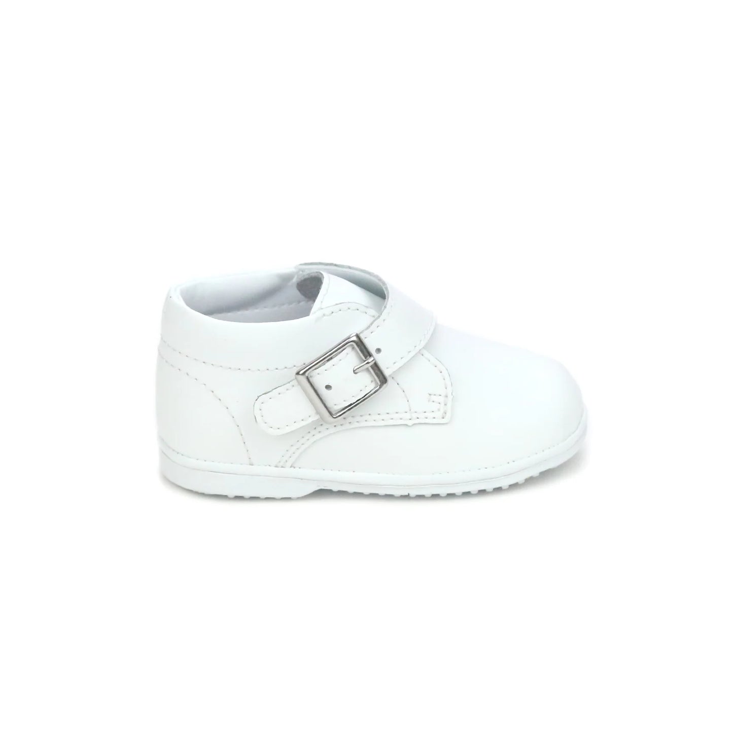 Finch Buckled Leather Boot in White  - Doodlebug's Children's Boutique