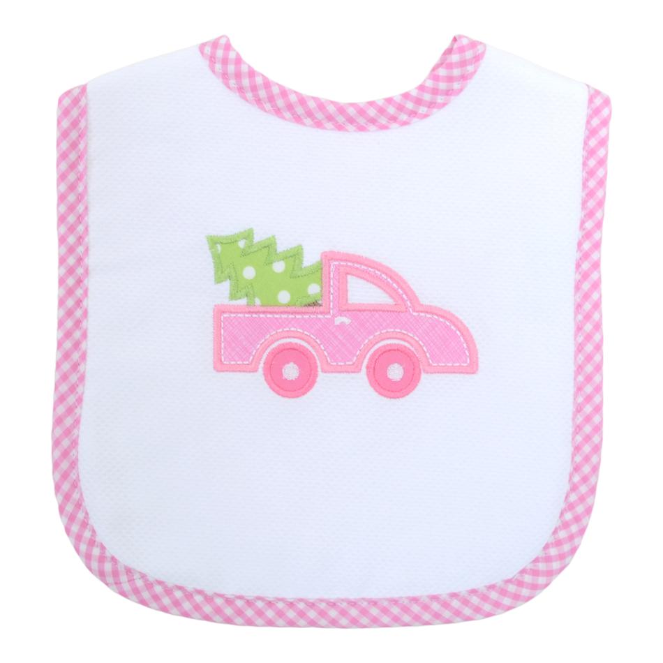 Pink Christmas Truck Basic Bib  - Doodlebug's Children's Boutique