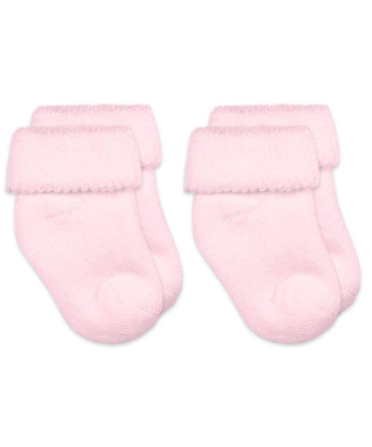 Baby Turn Cuff Terry Bootie Socks in Pink  - Doodlebug's Children's Boutique