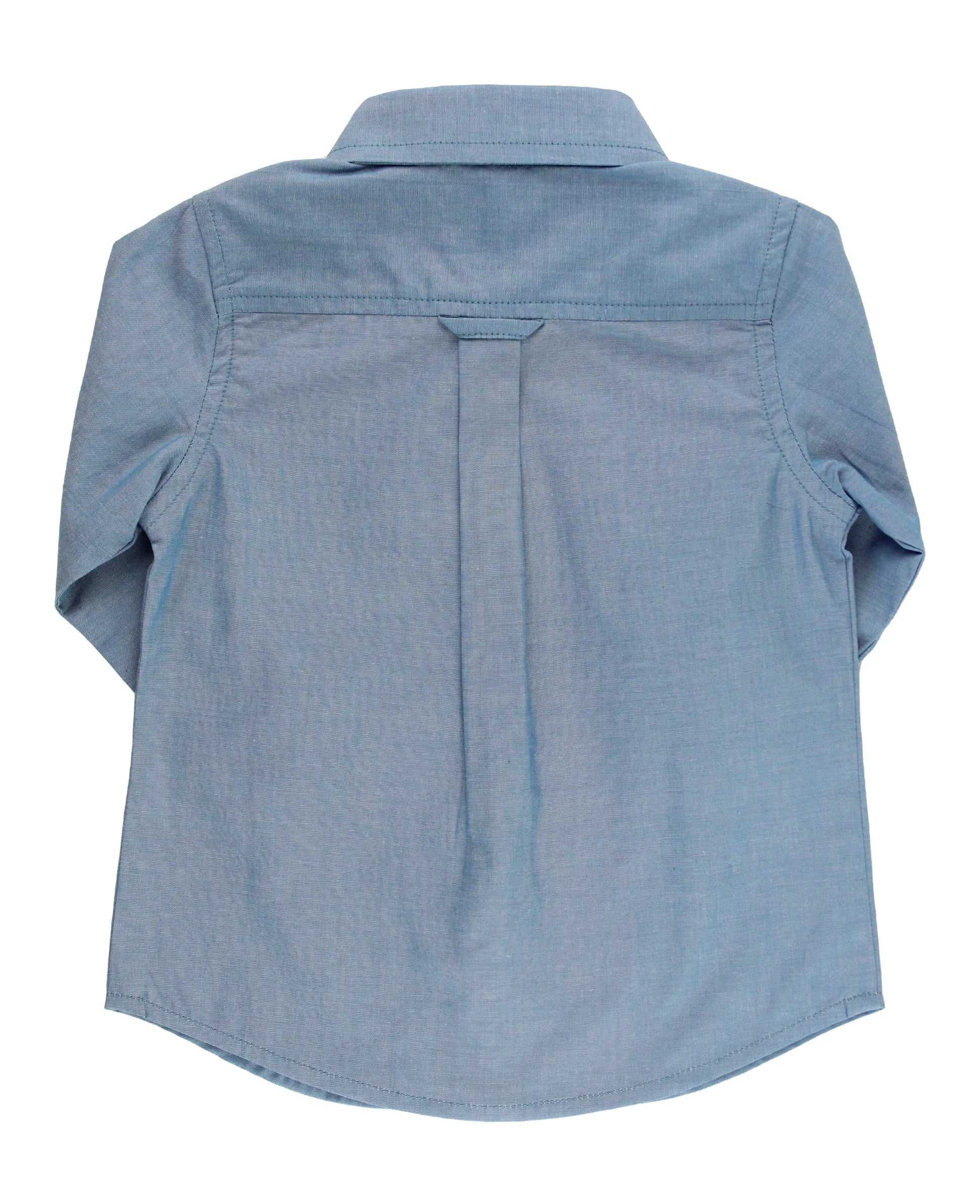 Blue Chambray Long Sleeve Button Down Shirt  - Doodlebug's Children's Boutique