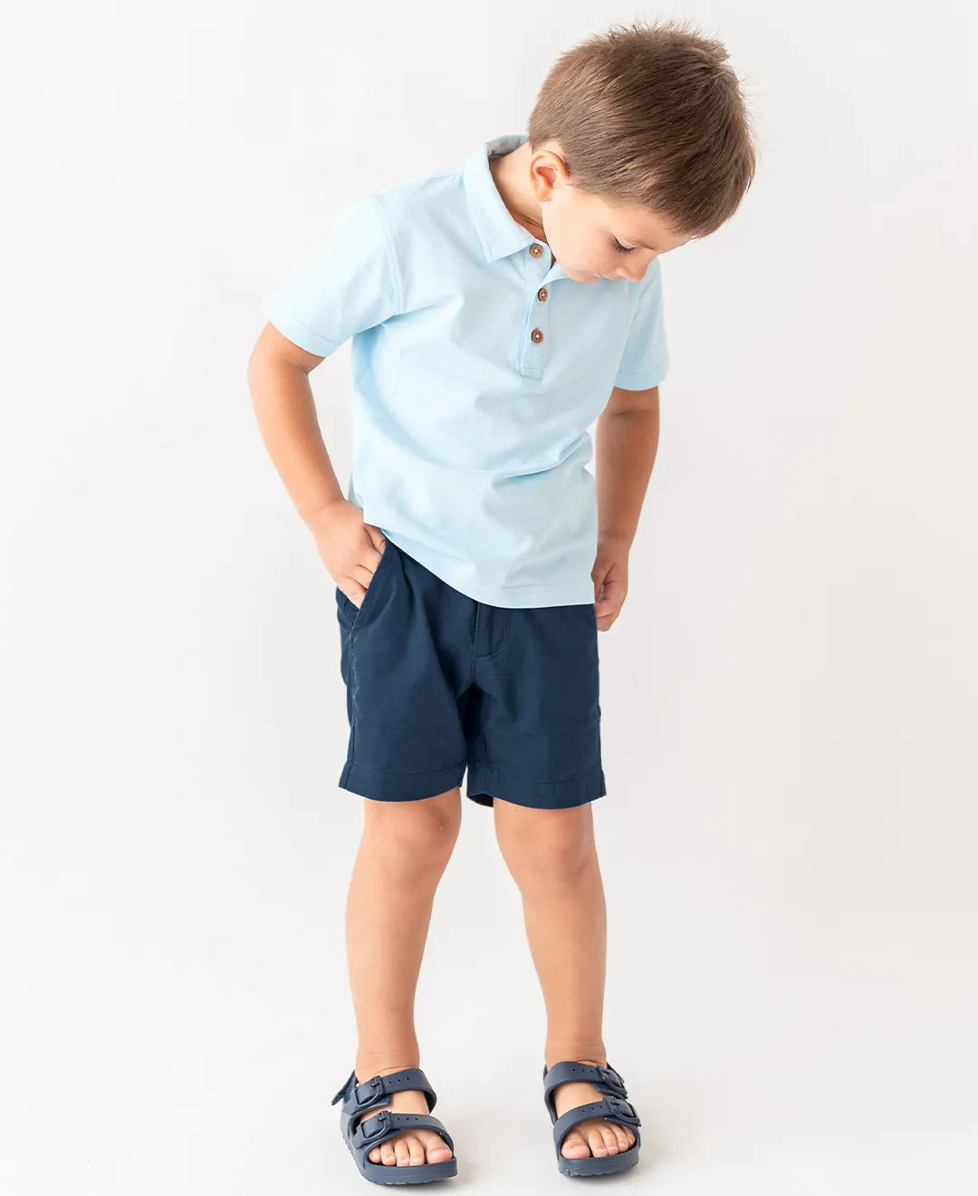 Light Blue Polo Shirt  - Doodlebug's Children's Boutique