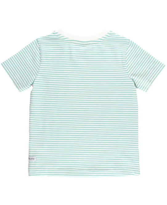 Vintage Aqua Stripe Pocket Tee  - Doodlebug's Children's Boutique