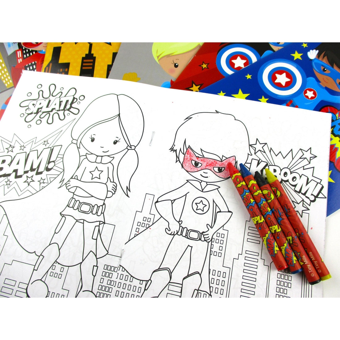 Superhero Coloring Book with Crayons  - Doodlebug's Children's Boutique