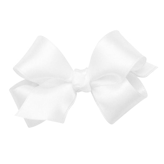 White Satin Small Bow  - Doodlebug's Children's Boutique