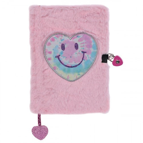 Tie Dye Heart Lock & Key Furry Journal  - Doodlebug's Children's Boutique
