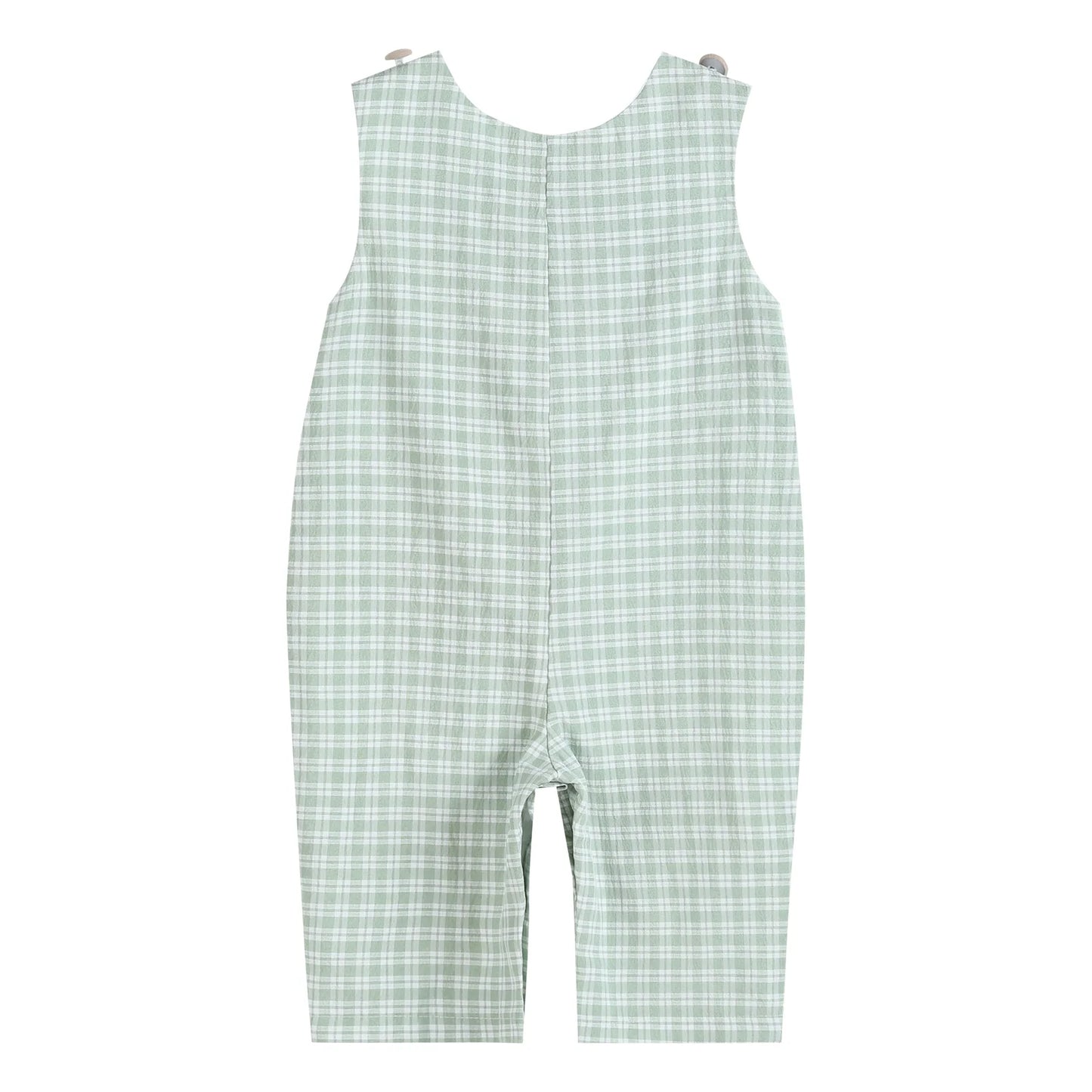 Sage Green Plaid Pumpkin Smocked Overalls  - Doodlebug's Children's Boutique