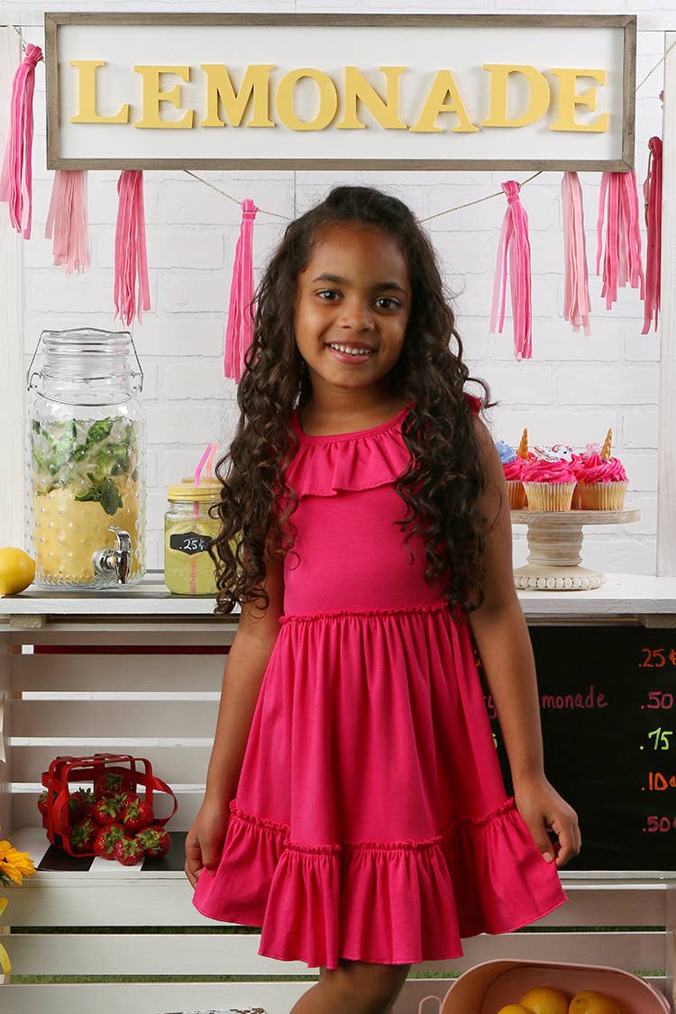 Morning Glory Dress in Pink Lemonade  - Doodlebug's Children's Boutique