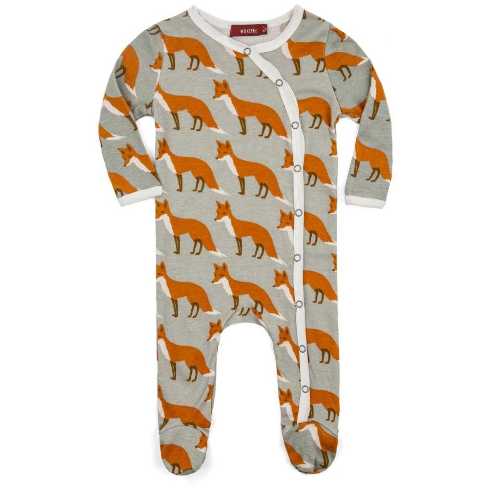 Orange Fox Organic Cotton Footed Romper  - Doodlebug's Children's Boutique