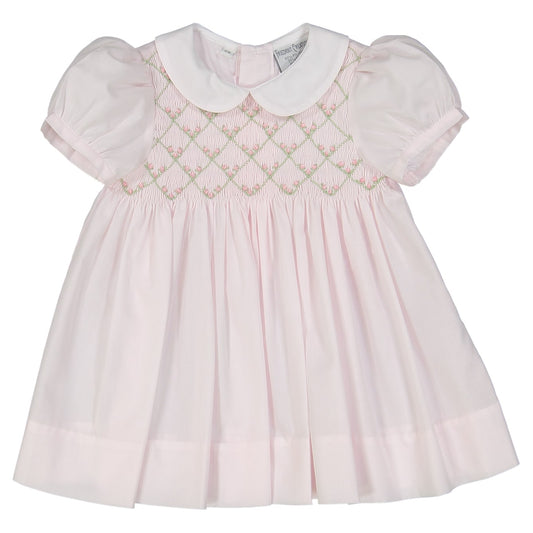 Rosebud Diamond Smocked Dress in Pink  - Doodlebug's Children's Boutique