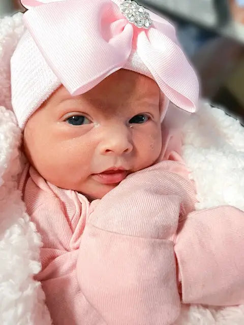 Pink Bella Bow Newborn Hospital Hat  - Doodlebug's Children's Boutique