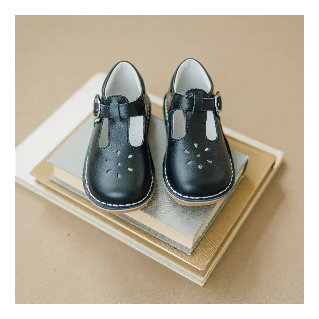 Joy Classic Leather T-Strap Mary Jane in Black  - Doodlebug's Children's Boutique