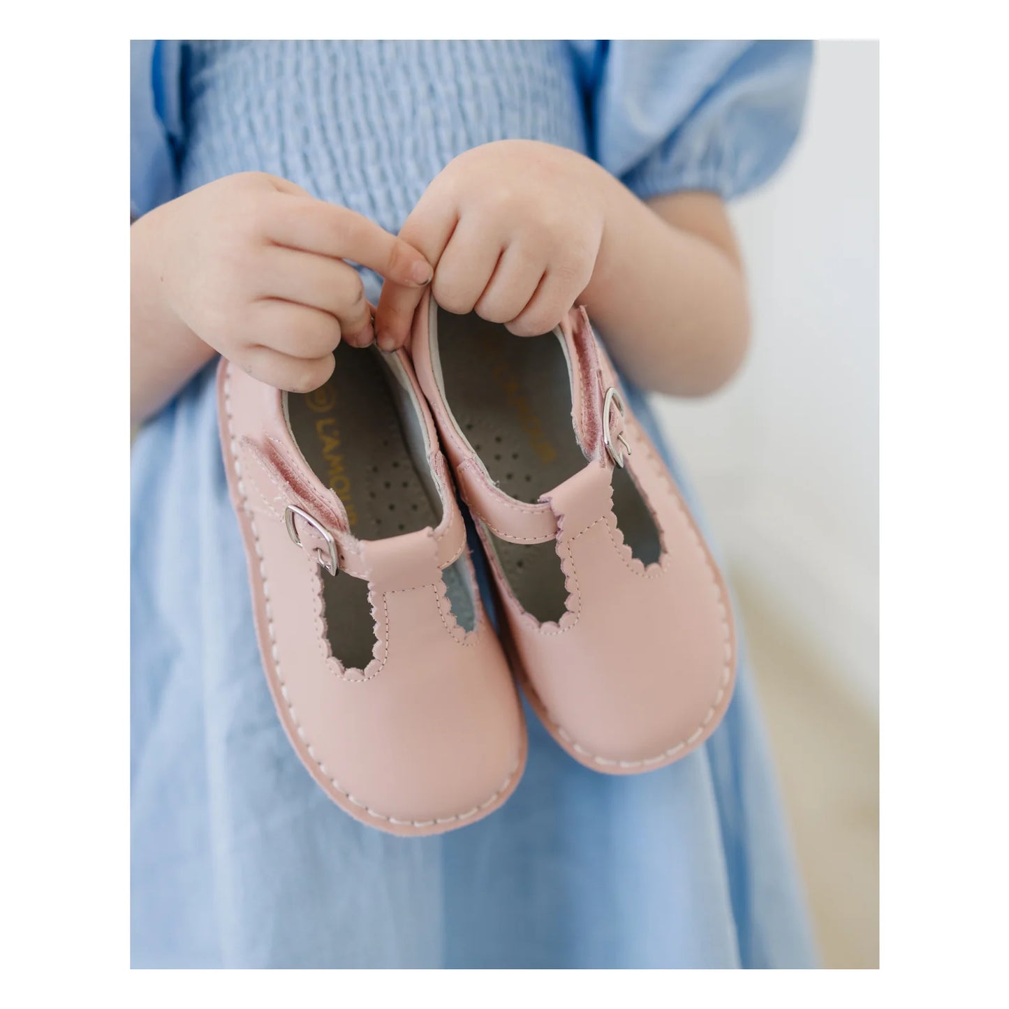 Selina Scalloped T-Strap Mary Jane in Pink  - Doodlebug's Children's Boutique