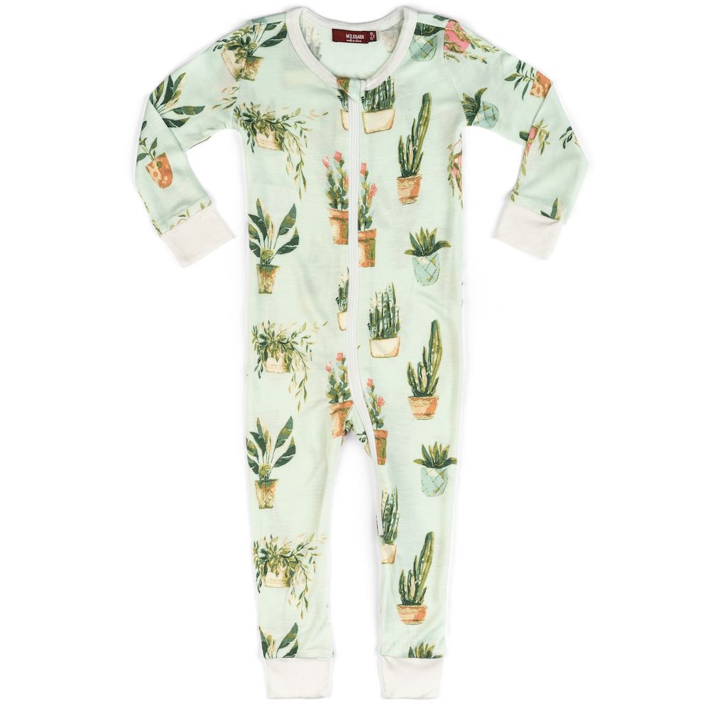 Potted Plants Bamboo Zipper Pajama  - Doodlebug's Children's Boutique