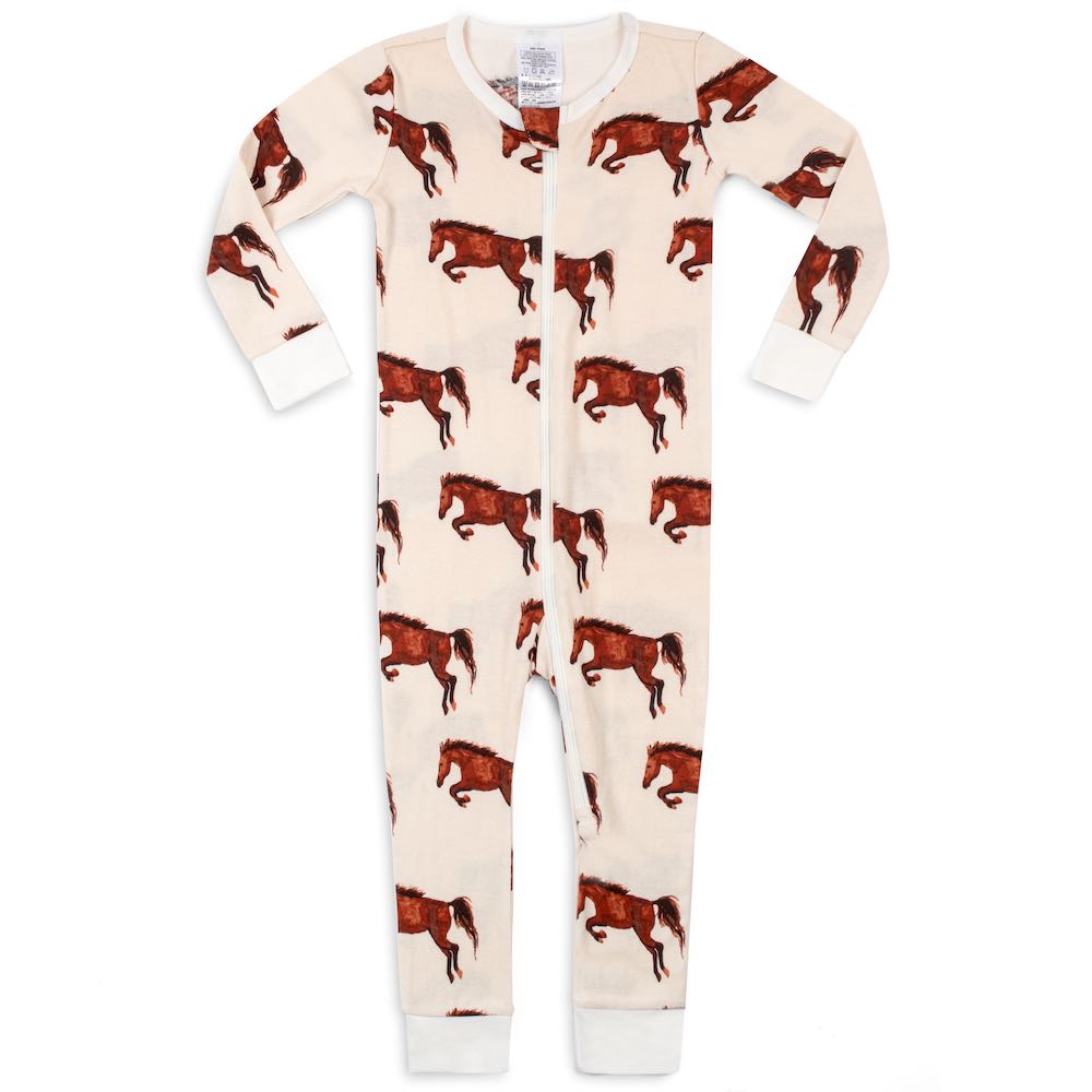 Natural Horse Organic Cotton Zipper Pajama  - Doodlebug's Children's Boutique