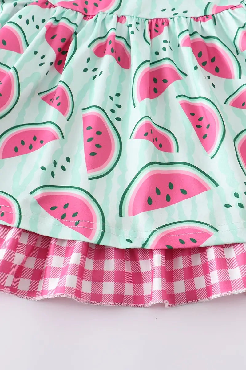 Watermelon Ruffle Dress  - Doodlebug's Children's Boutique