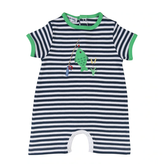 Fishing Day Applique Short Playsuit  - Doodlebug's Children's Boutique