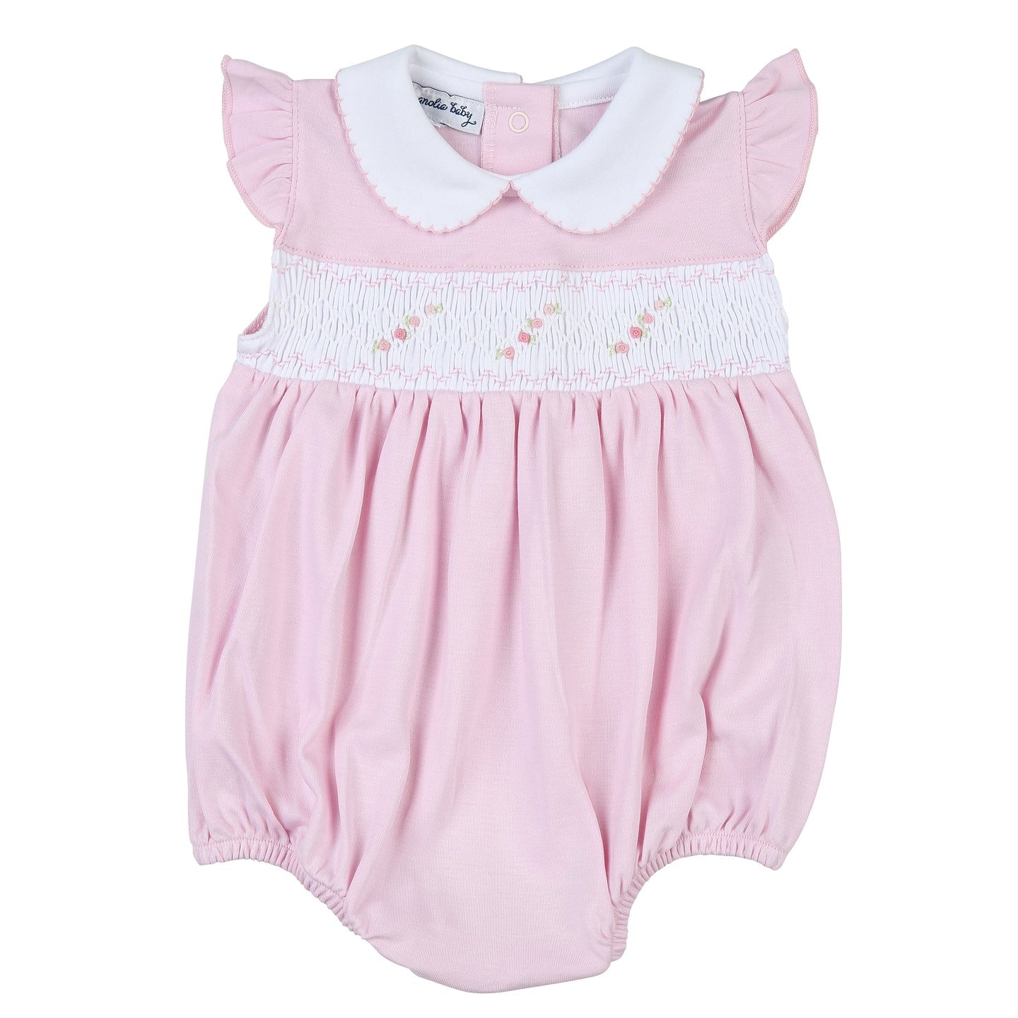 Sophie and Sam Smocked Collared Flutters Bubble  - Doodlebug's Children's Boutique
