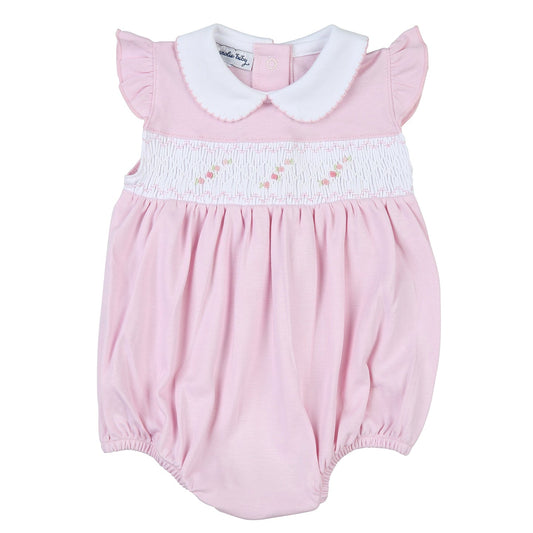 Sophie and Sam Smocked Collared Flutters Bubble  - Doodlebug's Children's Boutique