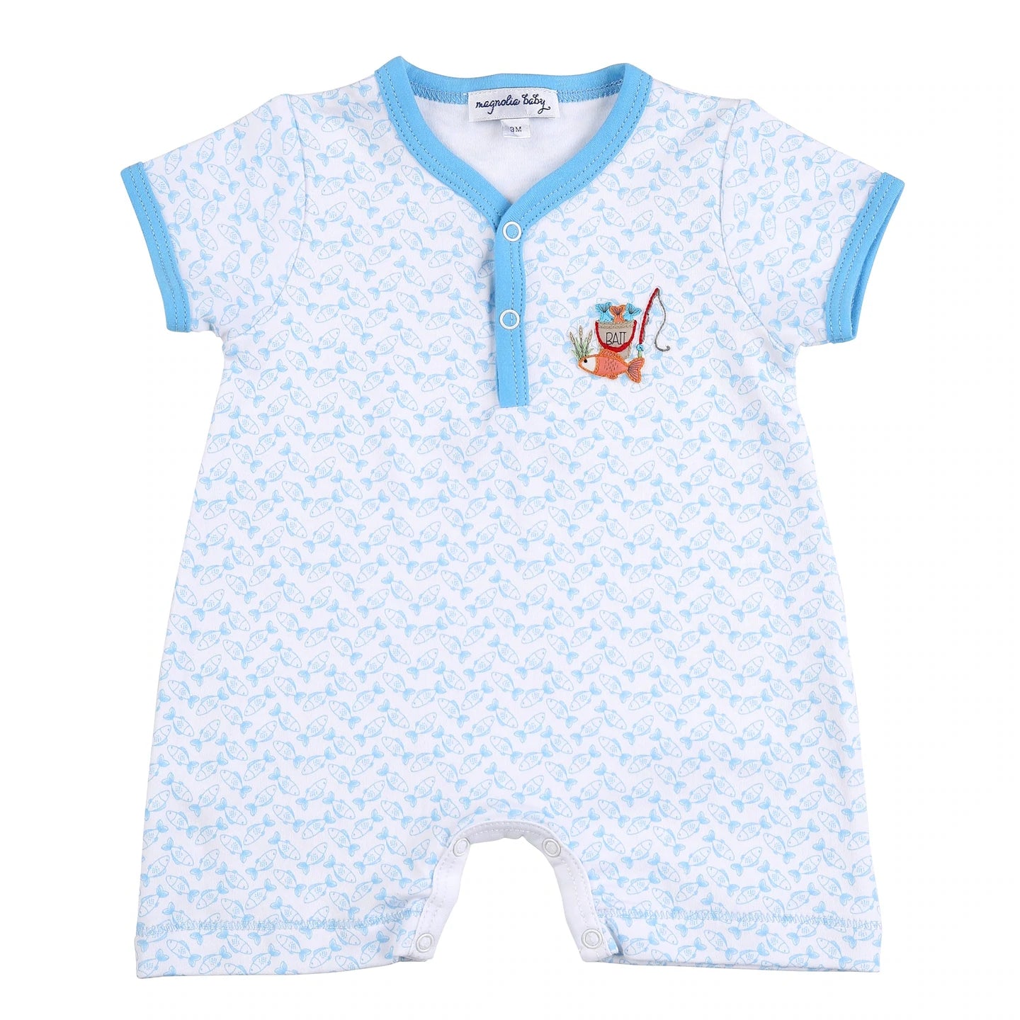 What a Catch Embroidered Short Playsuit  - Doodlebug's Children's Boutique