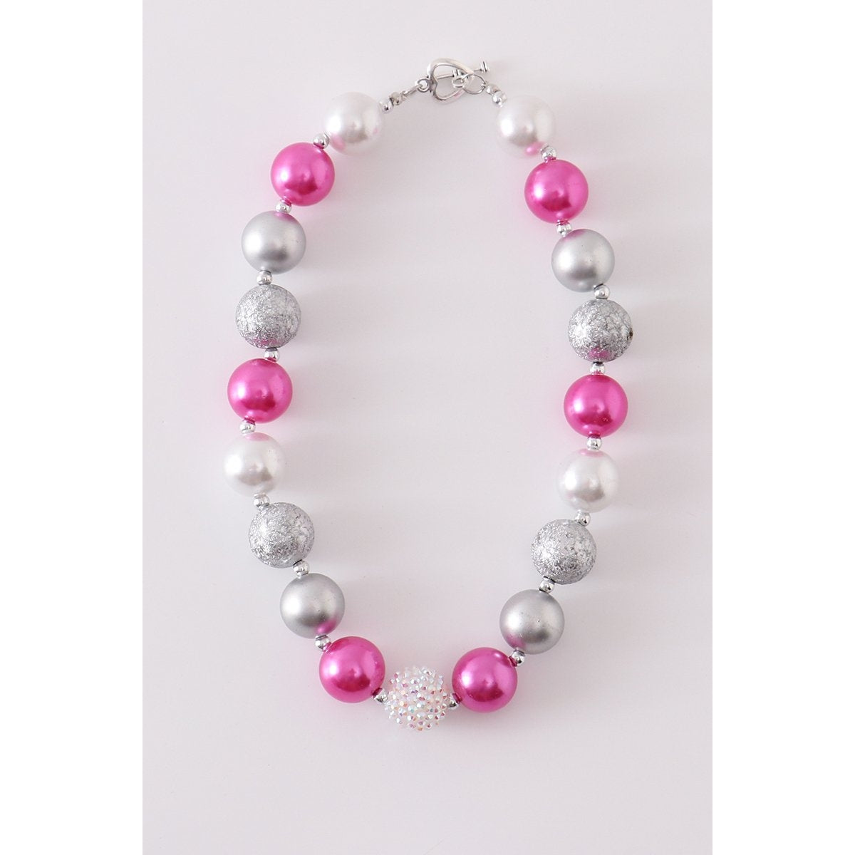 Pink and Silver Chunky Necklace  - Doodlebug's Children's Boutique