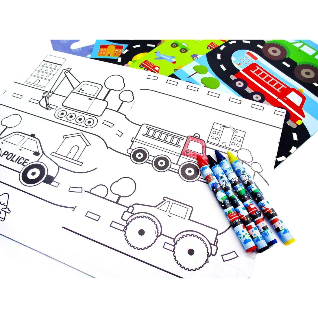 Vehicles Coloring Book with Crayons  - Doodlebug's Children's Boutique