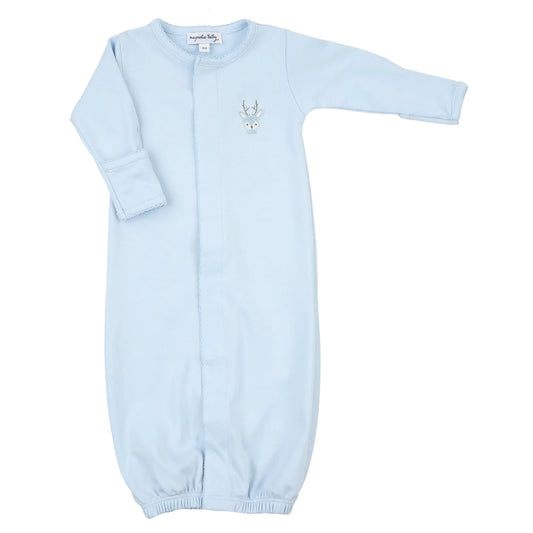 Tiny Buck Blue Embroidered Converter Gown  - Doodlebug's Children's Boutique