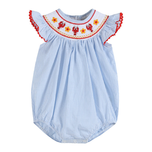 Crawfish Smocked Flutter Romper  - Doodlebug's Children's Boutique