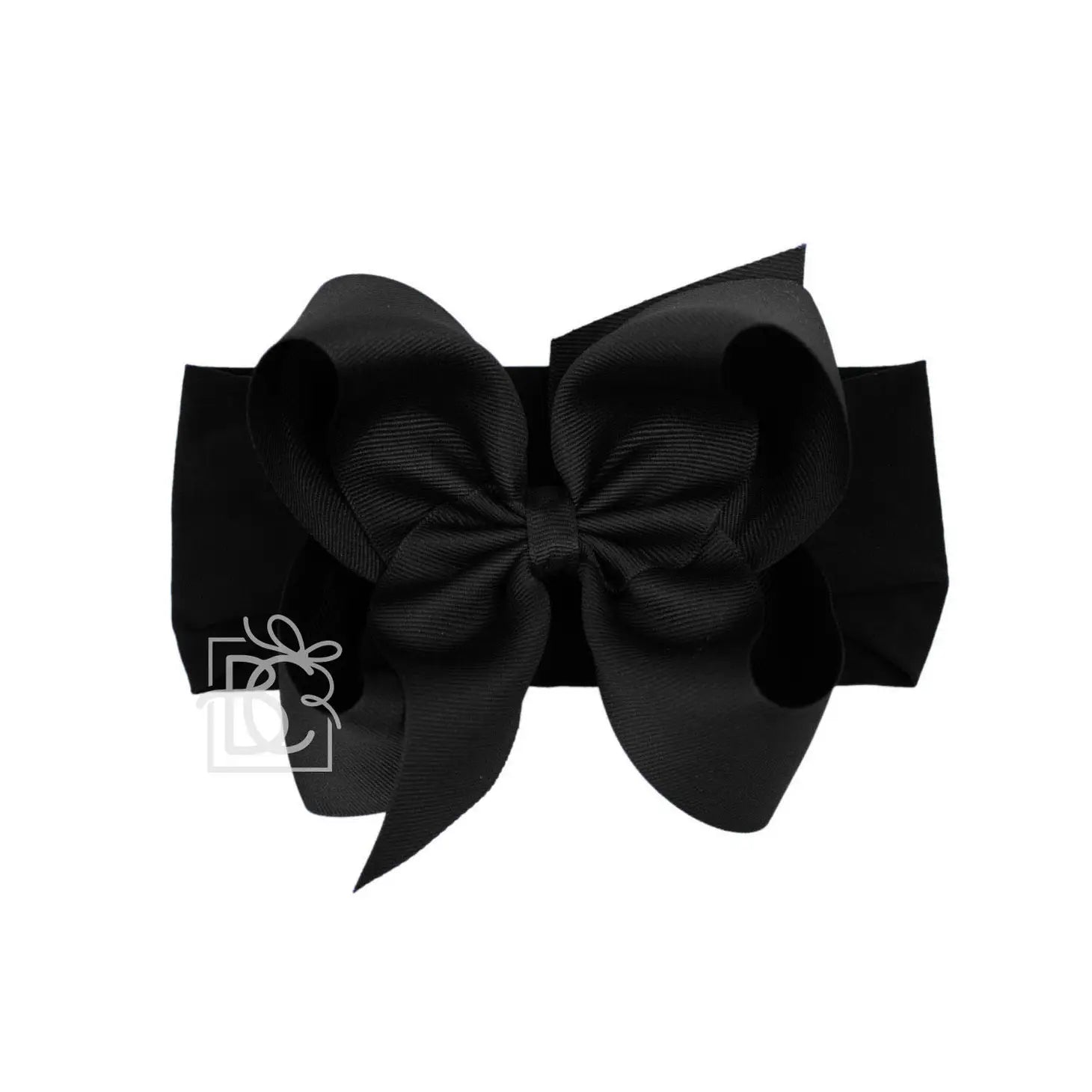 Wide Nylon Headband with Huge Bow in Black  - Doodlebug's Children's Boutique