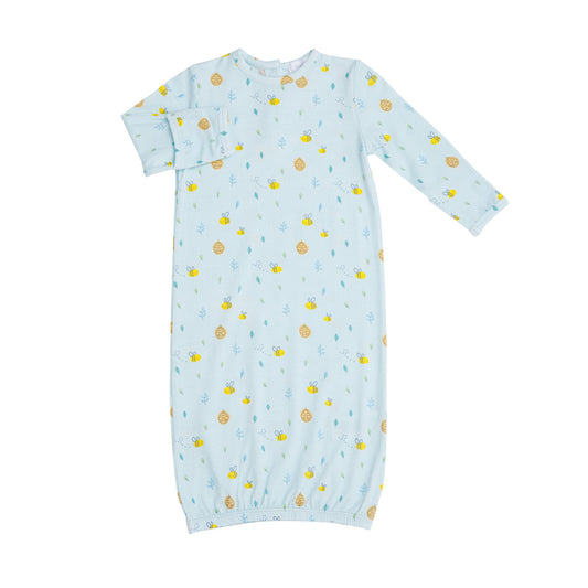 Gown in Blue Little Bees  - Doodlebug's Children's Boutique