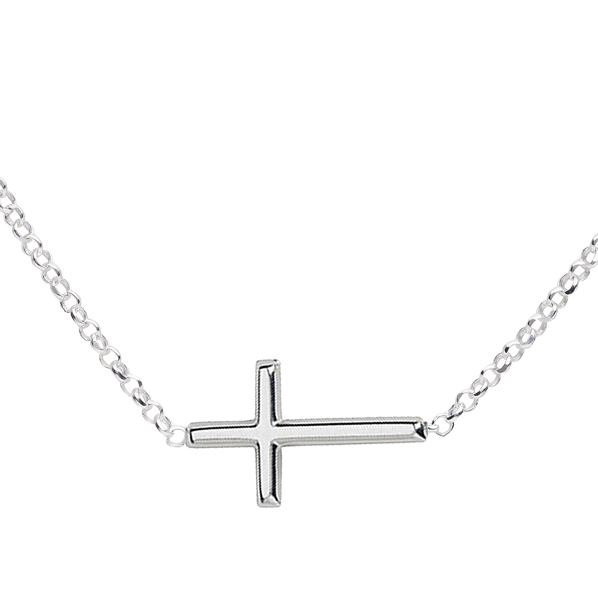Sterling Silver Horizontal Cross Necklace  - Doodlebug's Children's Boutique