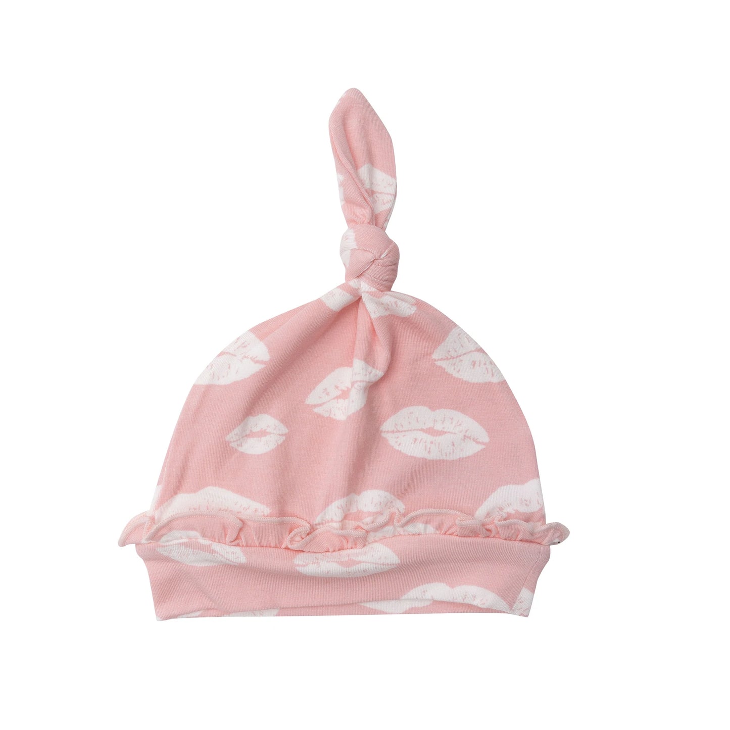 Knotted Ruffle Hat in Pink Kisses  - Doodlebug's Children's Boutique
