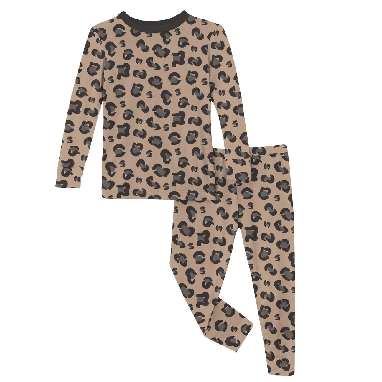 Print Long Sleeve Pajama Set in Suede Cheetah Print  - Doodlebug's Children's Boutique