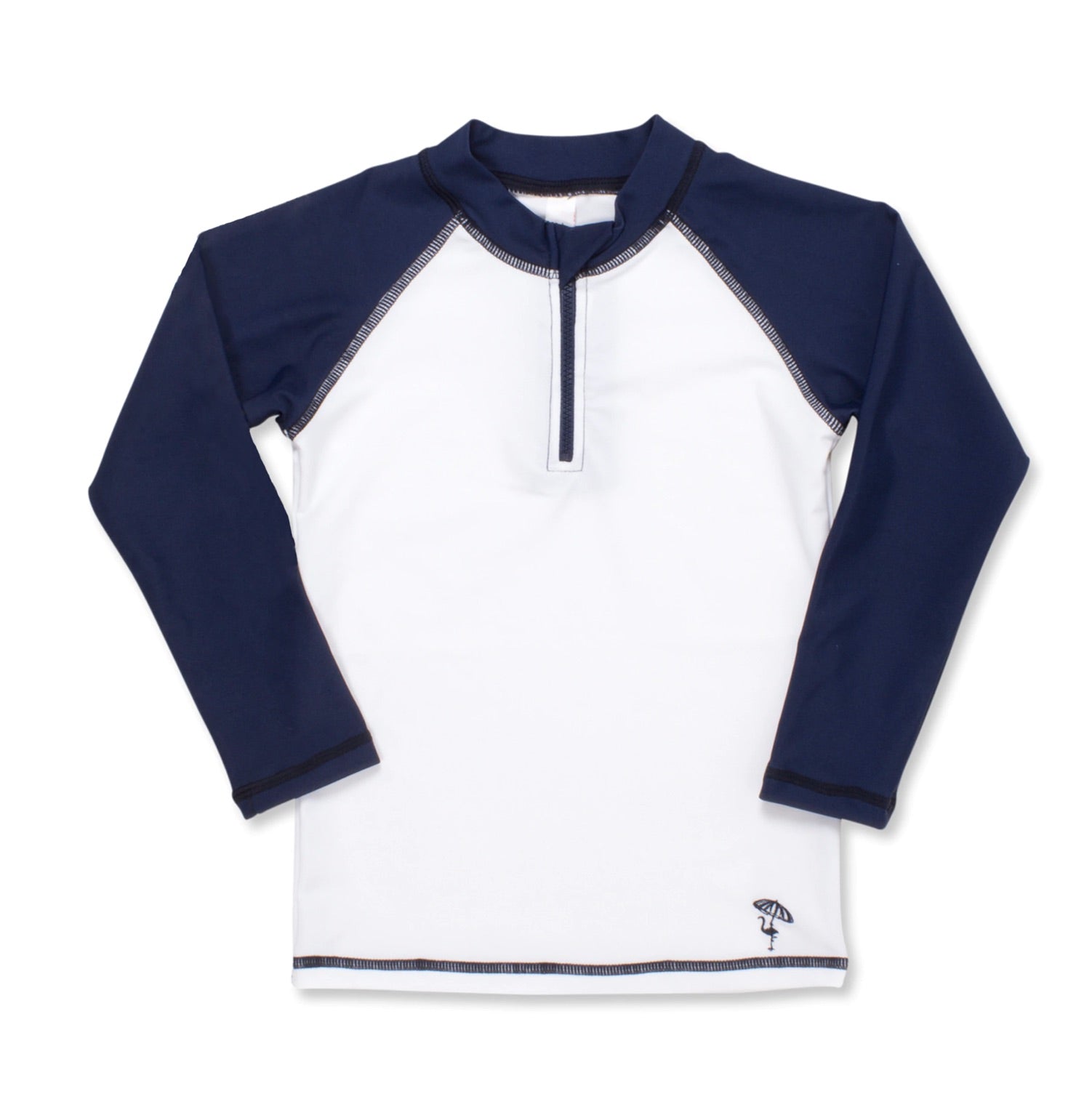 Navy and White Long Sleeve Rash Guard  - Doodlebug's Children's Boutique