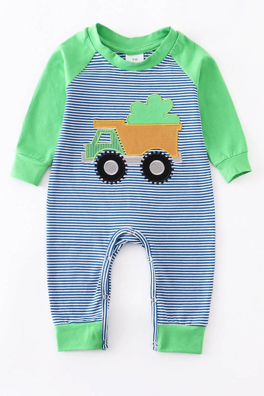 Striped Clover Truck Romper  - Doodlebug's Children's Boutique