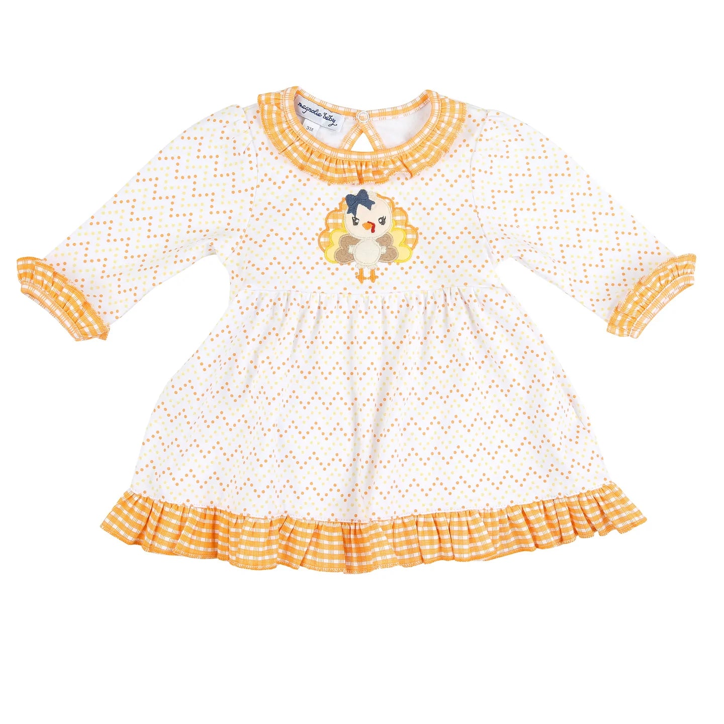 Little Gobbler Applique Long Sleeve Dress Set  - Doodlebug's Children's Boutique