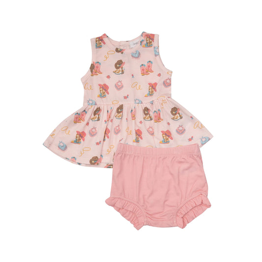 Peplum Tank and Bloomer Set in Cowgirl Boots  - Doodlebug's Children's Boutique