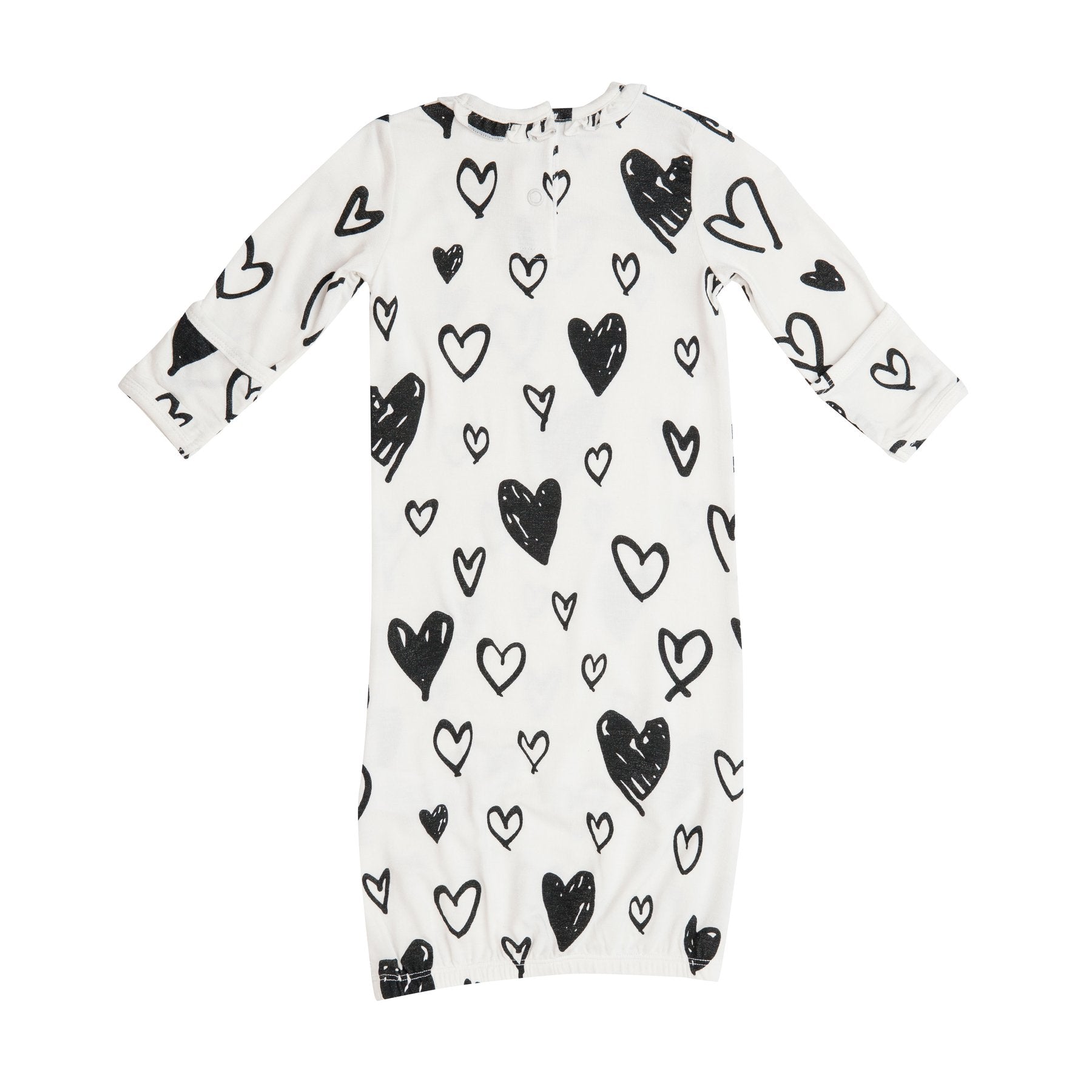 Kimono Gown in Black and White Hearts  - Doodlebug's Children's Boutique