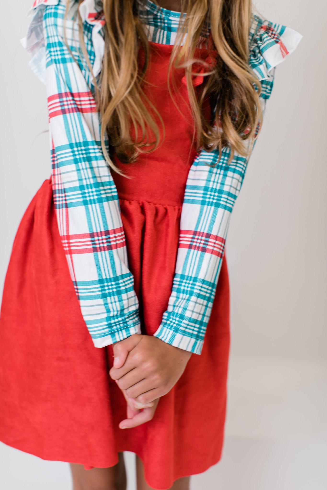 Christmas Plaid Tee and Pinafore Set  - Doodlebug's Children's Boutique
